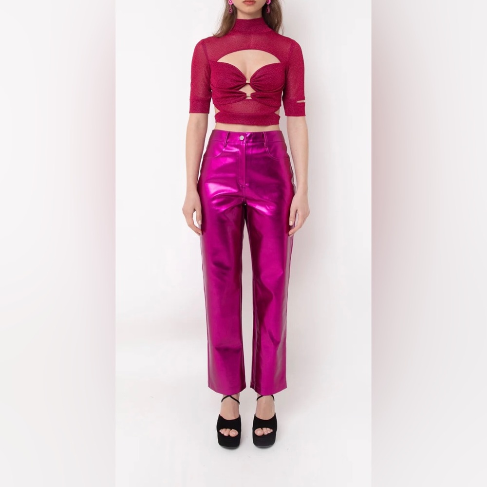 LUPE MAGENTA METALLIC TROUSERS